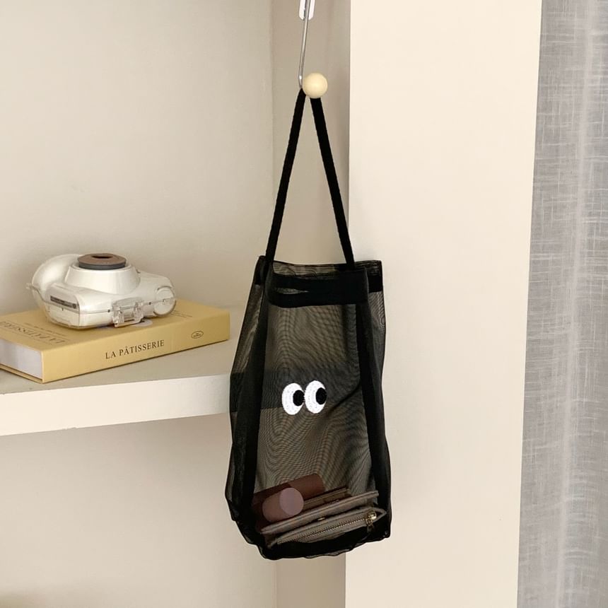 TangTangBags - Mesh Bucket Bag met oogborduursel