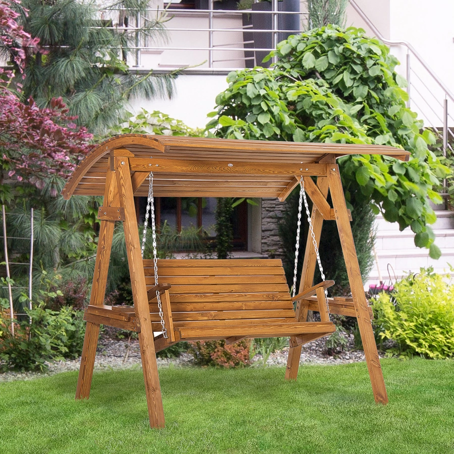 Outsunny Hollywoodschaukel mit verstellbarem Dach braun