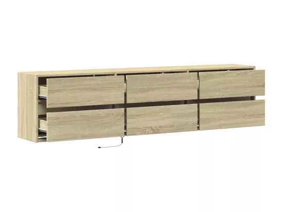 Meuble TV mural avec LED chêne sonoma 180x31x45 cm