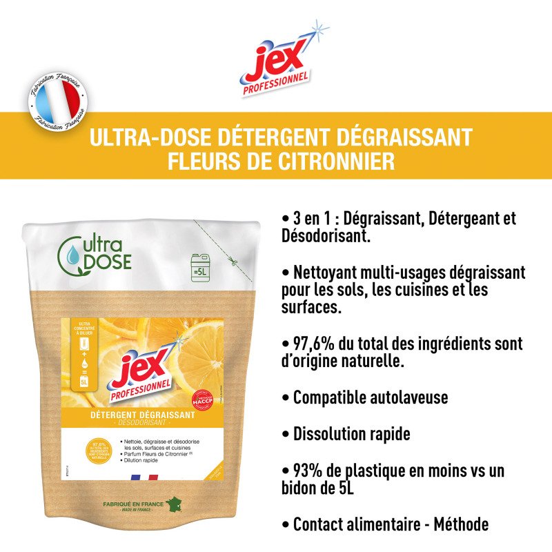 Dégraissant concentré à diluer Triple Action Jex Professionnel, Pays niçois