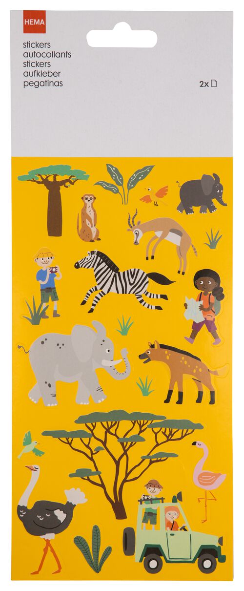 2 feuilles d’autocollants safari 19x10