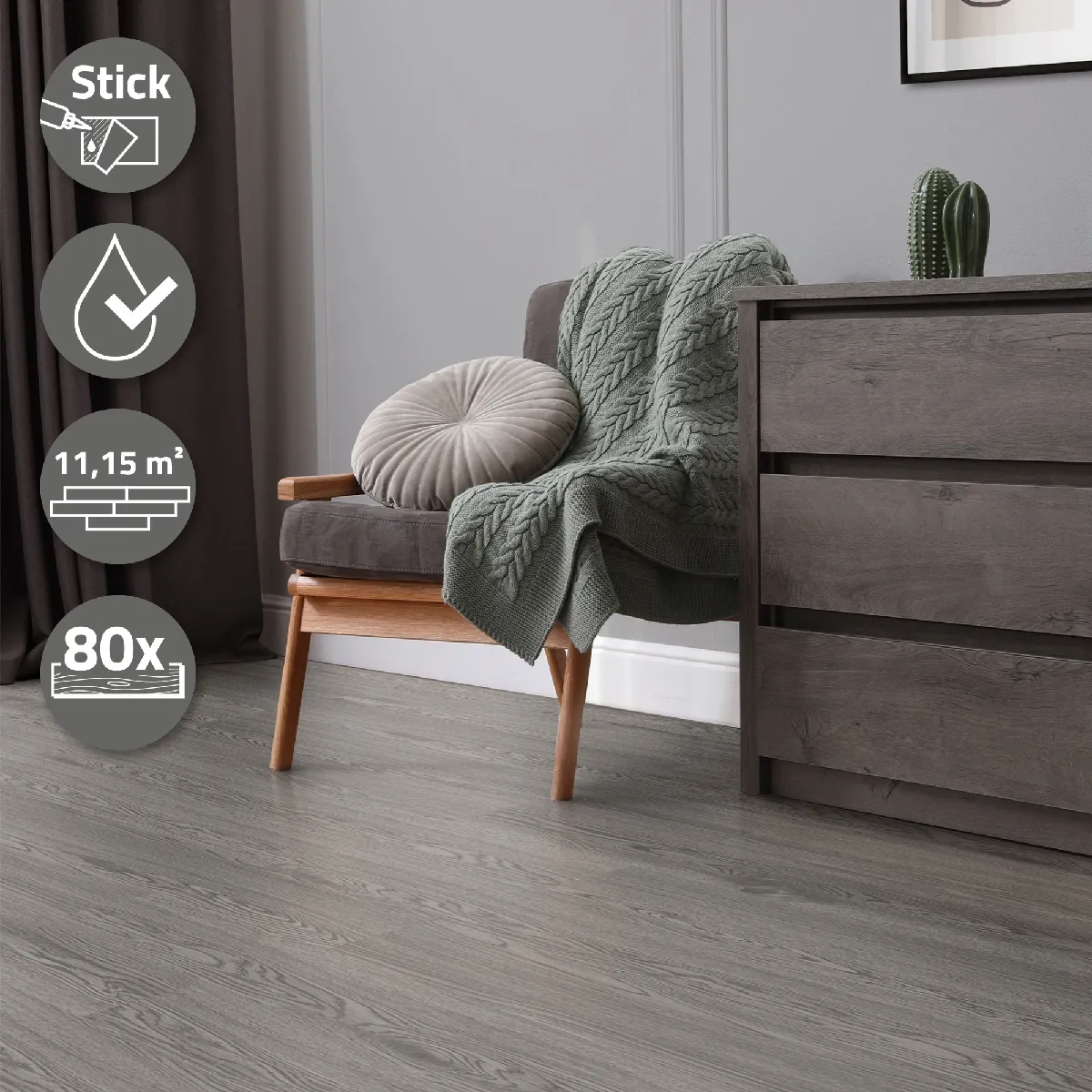 ML-Design Vinyle adhésif - Gris aspect chêne
