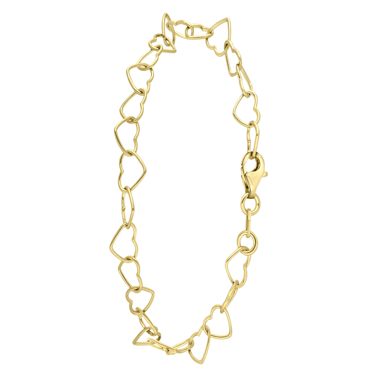 Gerecycled zilveren goldplated armband hartschakel