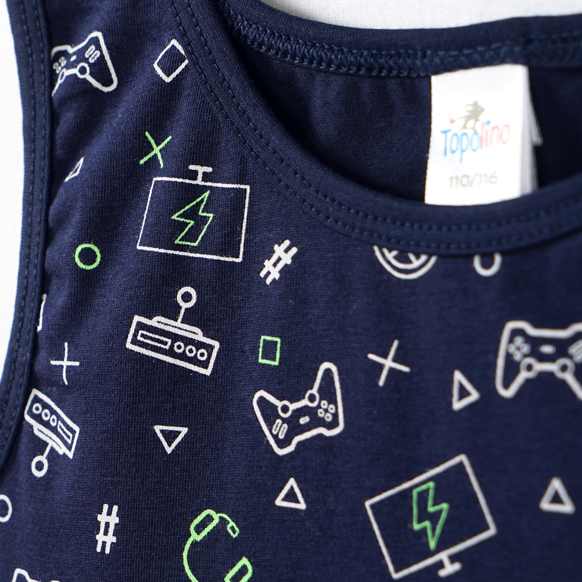 Topolino 3 Jungen Unterhemden mit Gaming-Motiven dunkelblau / weiss / grau