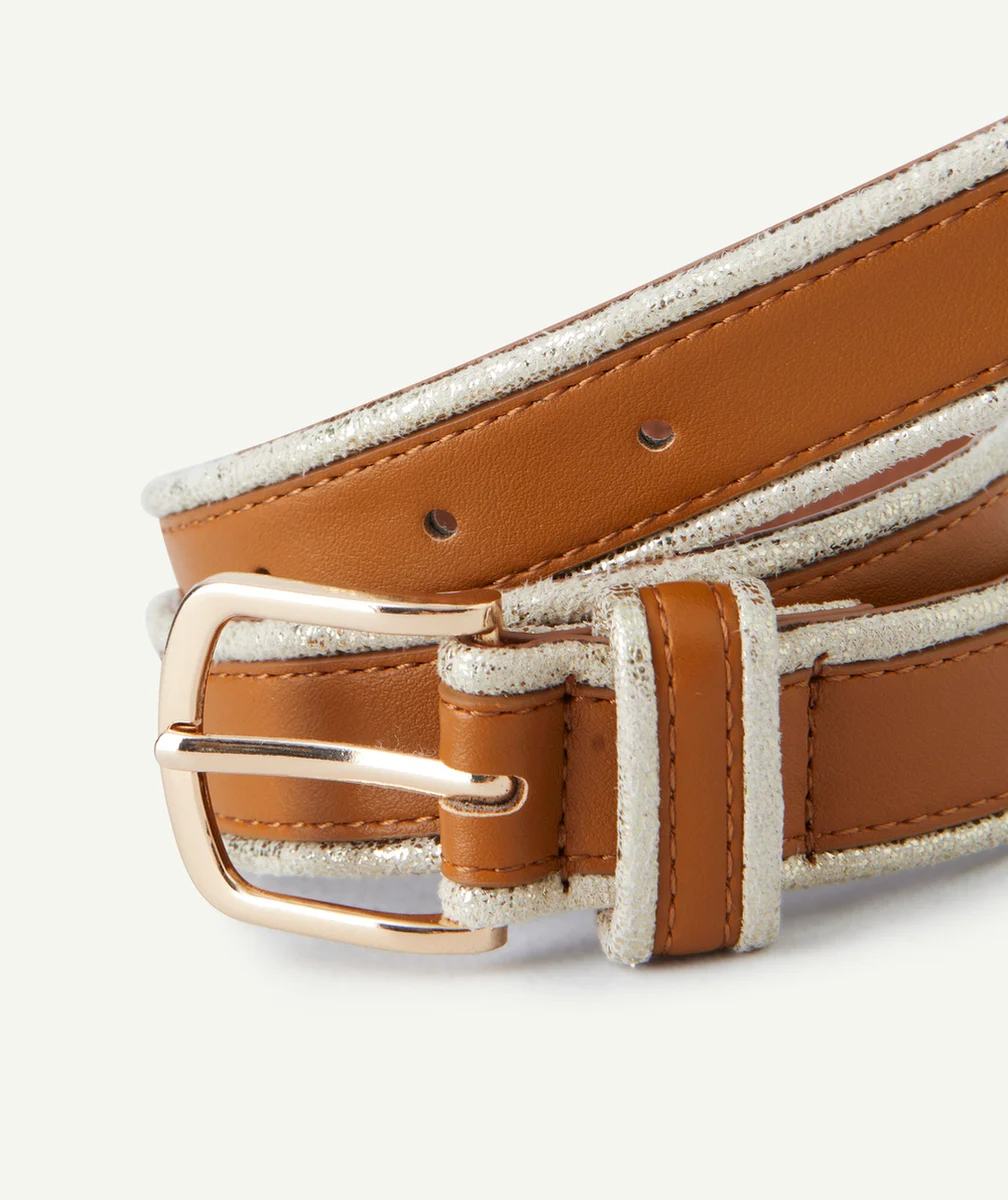 CEINTURE FILLE EN FIBRES RECYCLÉES MARRON ET DÉTAILS PAILLETÉS
