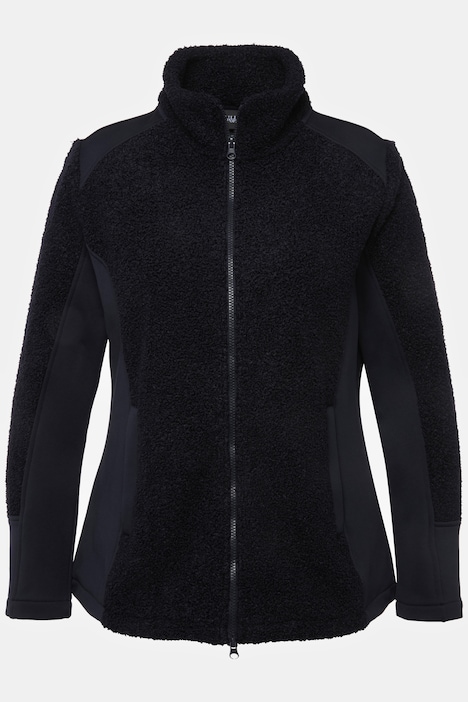 Teddyfleece-Jacke, Stehkragen, 2-Wege-Reißverschluss