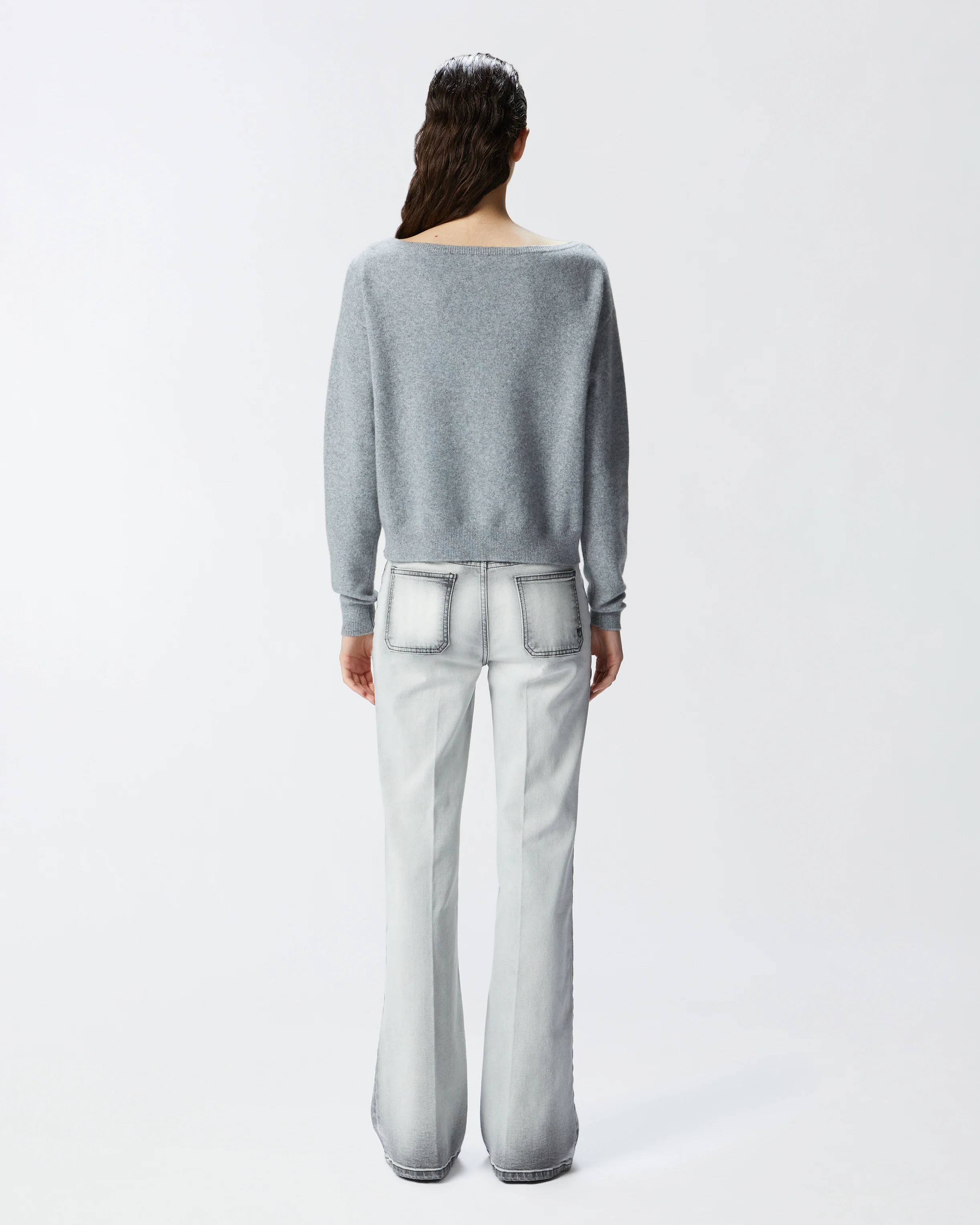Pull mélangé avec logo brodé | Gris