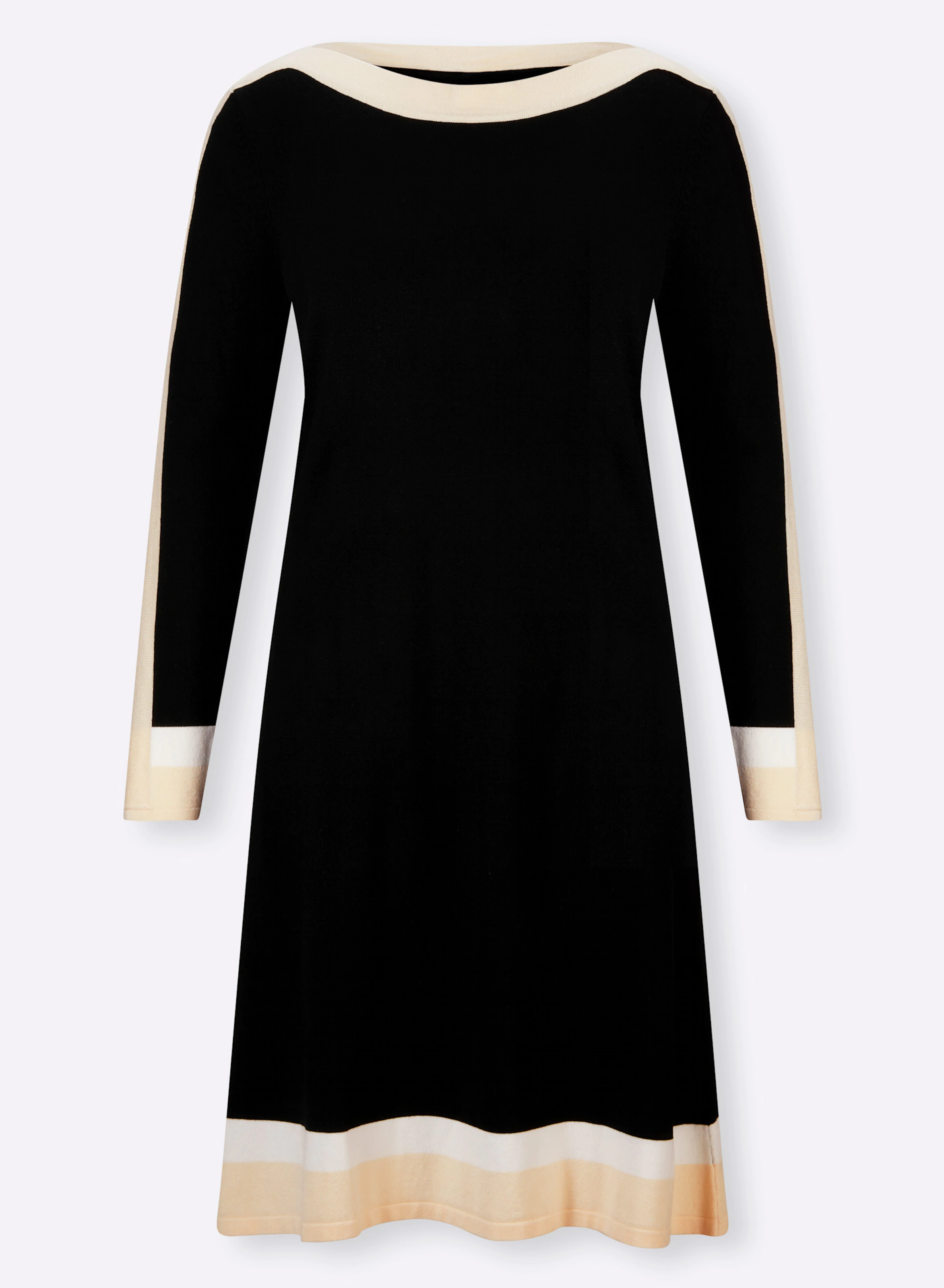 heine Strickkleid in schwarz-elfenbein-gemustert