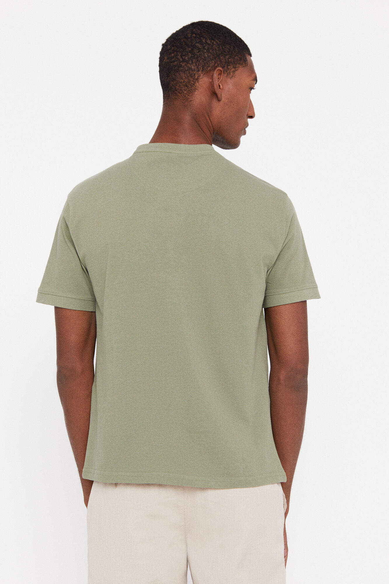 Camiseta básica de piqué - Cáqui