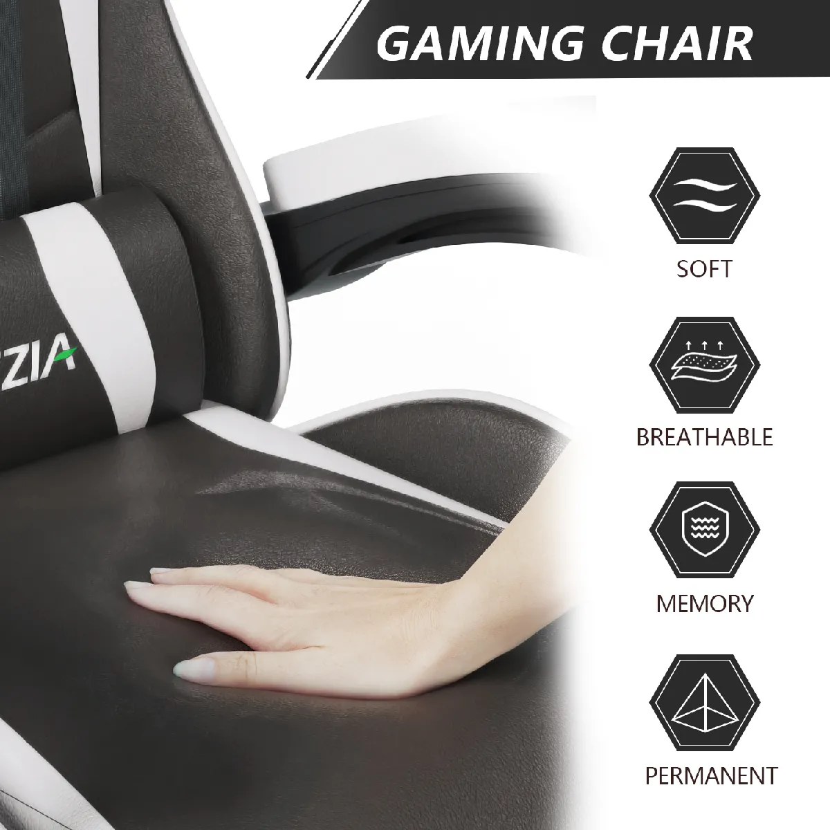 Rattantree Chaise de gaming ergonomique - Noir et Blanc