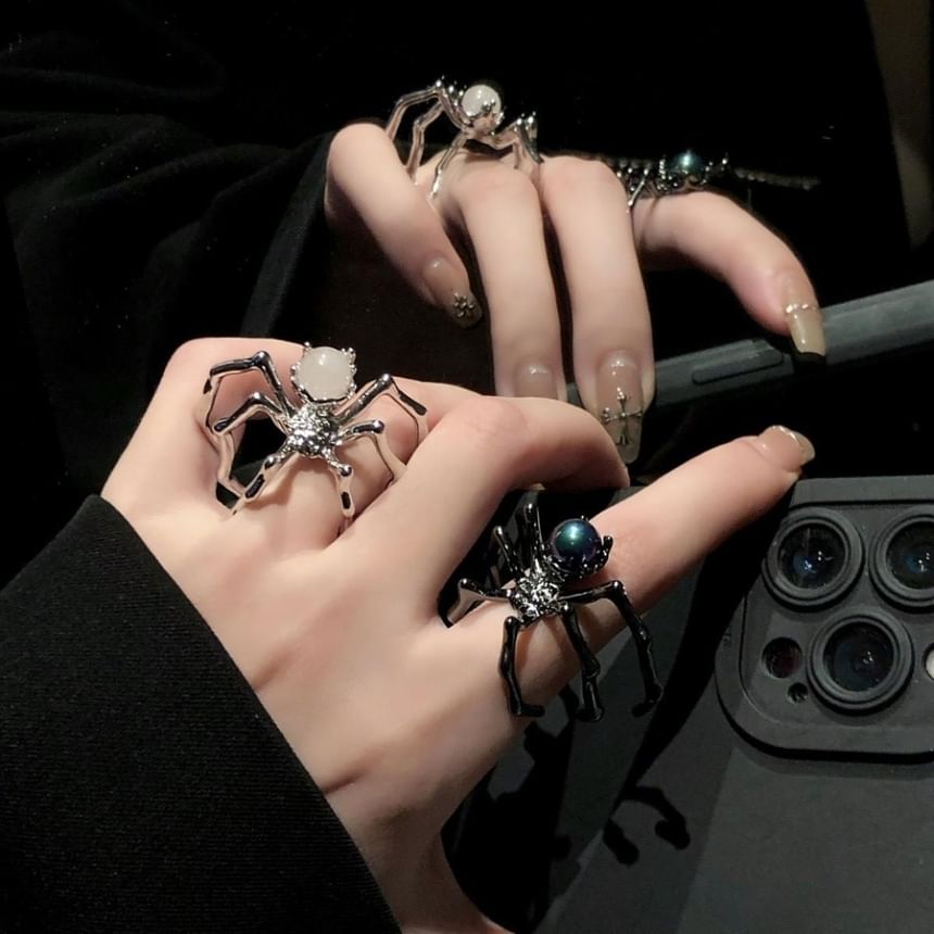 Lilafey - Open ring met spinnenedelsteen