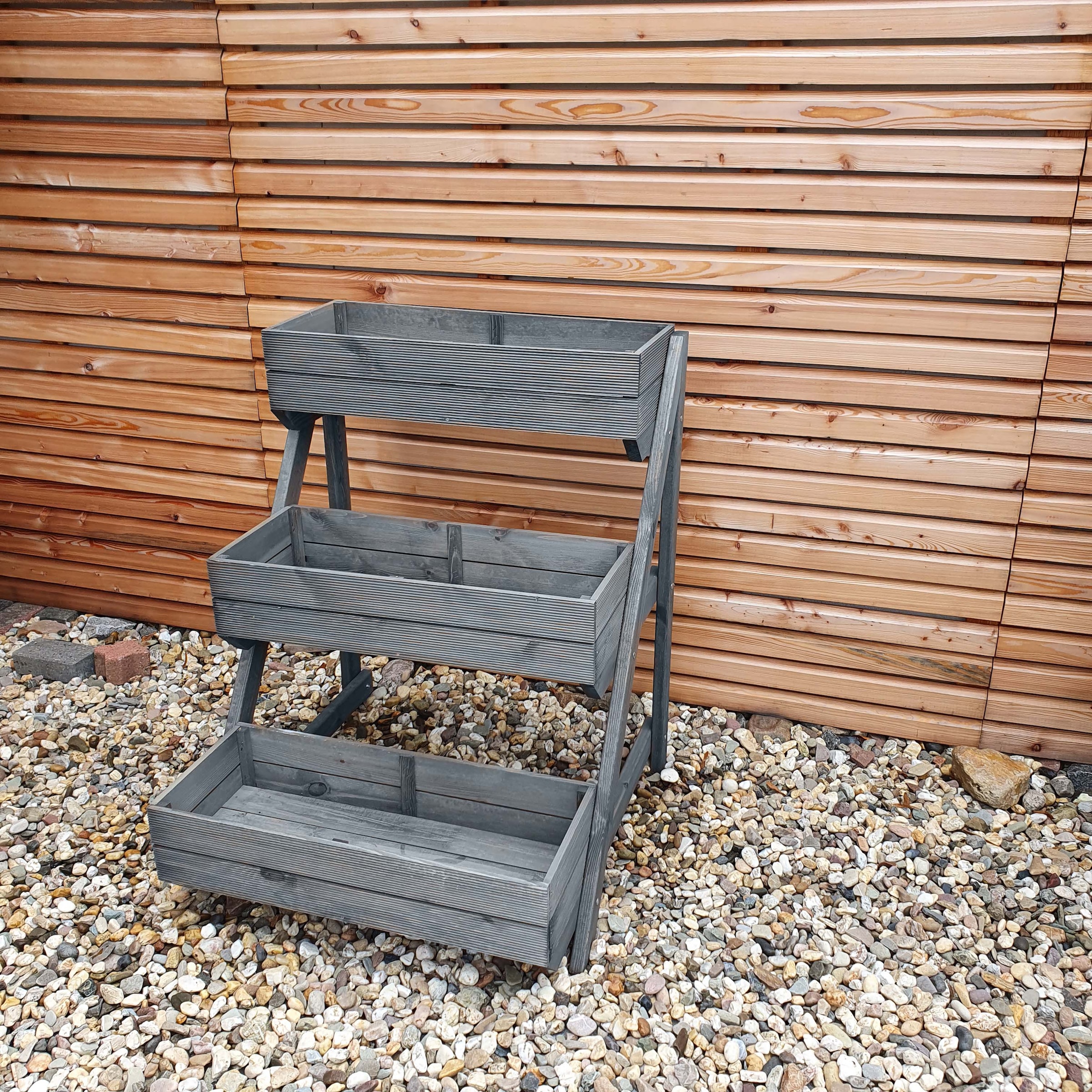 promadino Pflanzentreppe »Pflanztreppe mit Kästen, grau« BxTxH: 80x84x100 cm