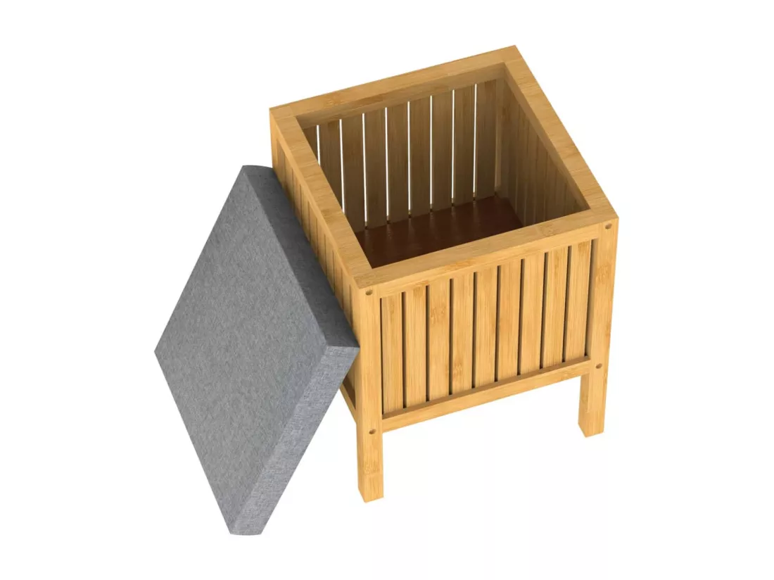 EISL Panier à linge 2 en 1 avec coussin de siège Bambou 39x39x52,5