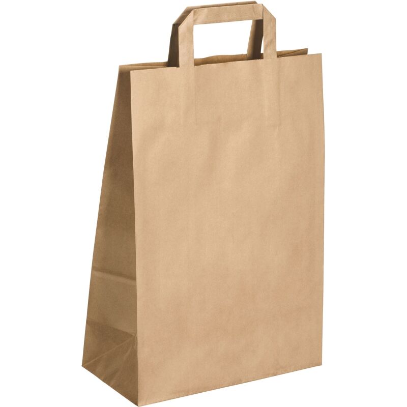 Sacs kraft brun poignées plates qualité 80 g/m² - 50 sacs