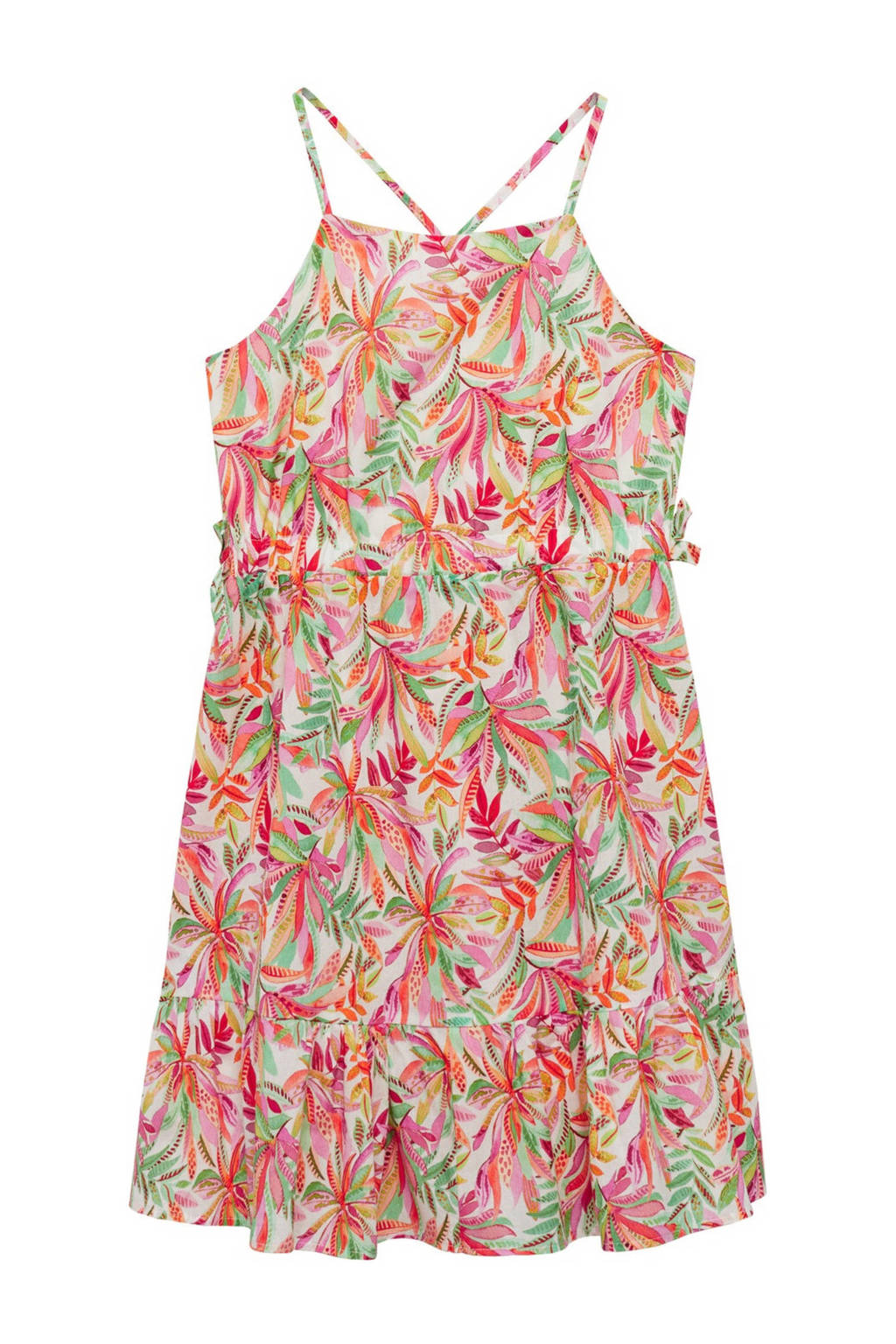 Mango Kids gebloemde jurk rood/groen/roze