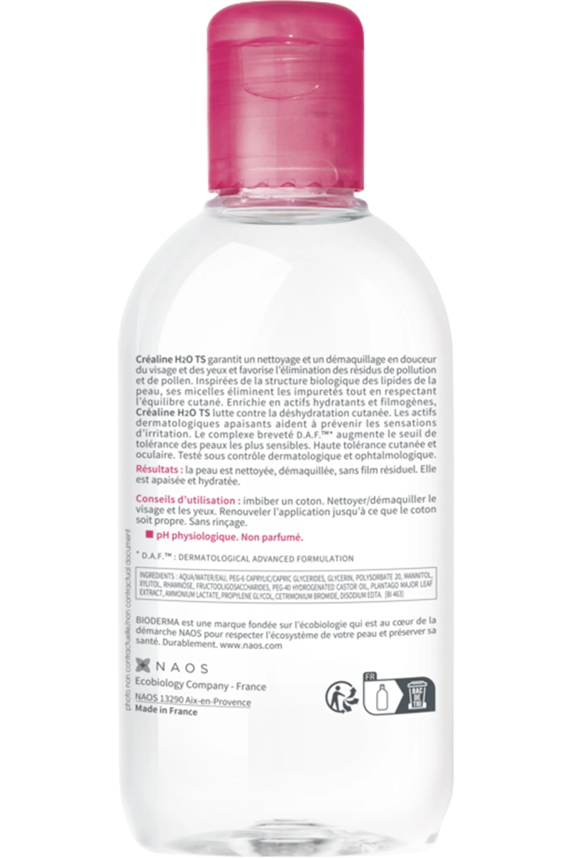 Bioderma Eau micellaire démaquillante peaux très sèches Créaline T.S. H2O-250 ml
