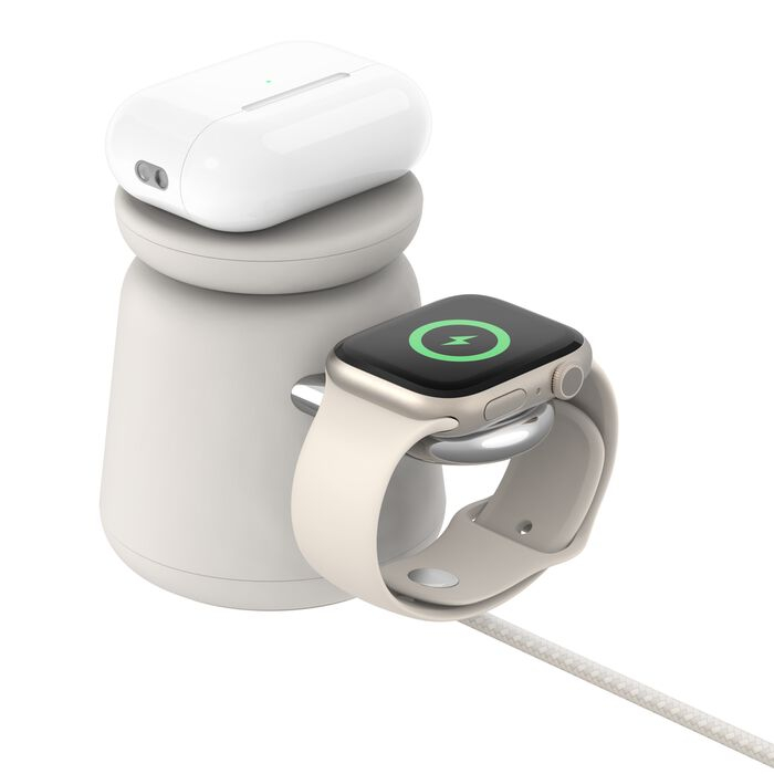 (15W) 2in1 BoostCharge Pro MagSafe Ladegerät Qi2 Ladestation mit 30W USB C Netzteil   (1.5m) USB C Ladekabel (WIZ027vfH37) - Sand