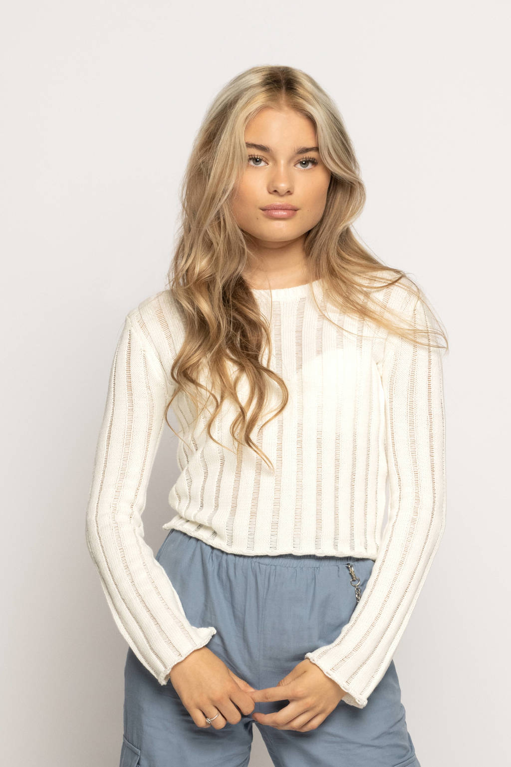 Frankie&Liberty gestreepte longsleeve wit