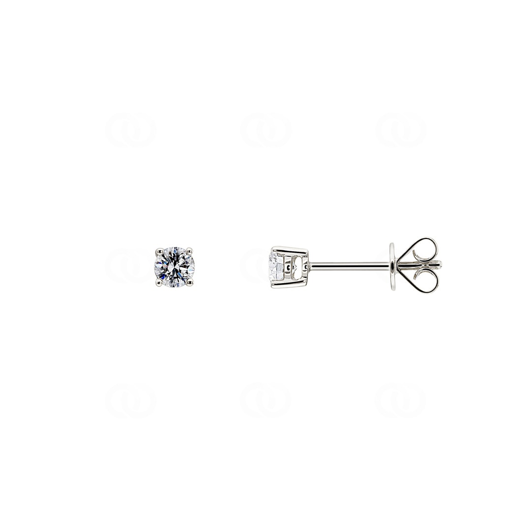 0.40 Karat Solitär Diamantohrstecker 750/18 K Weissgold in 4-Griff
