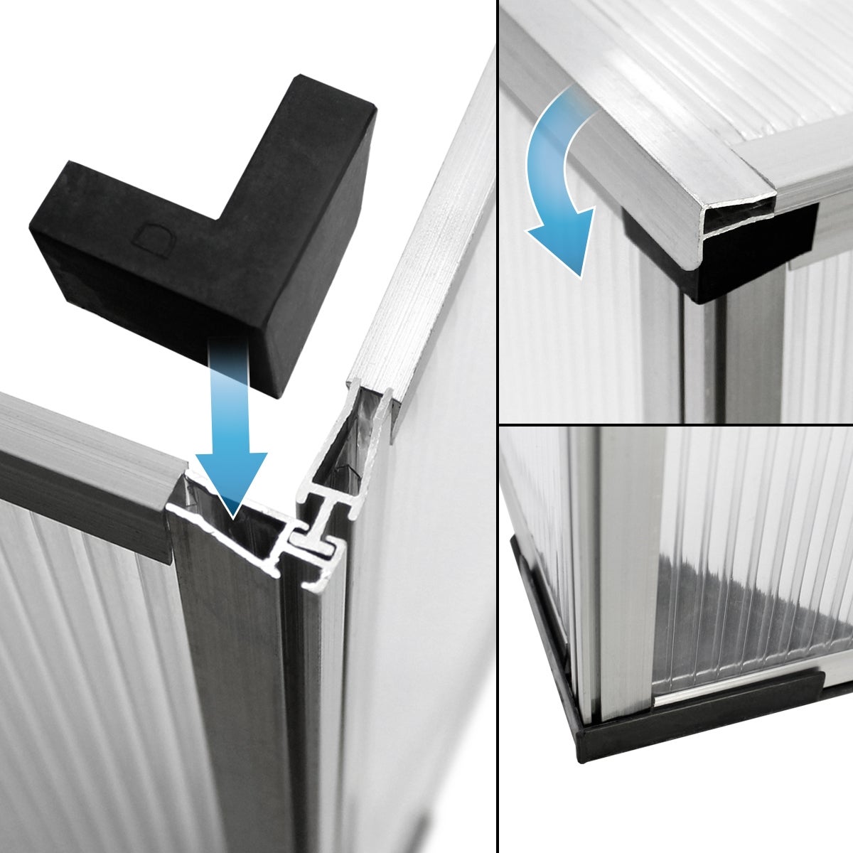ECD Germany Aluminium Kweekkas met Tweedelig Dak, 100x60x40 cm, 0,6 m² Oppervlakte, Gemaakt van Transparant Polycarbonaat, Weerbestendig, Kweekkas Tomatenkas Plantenkas