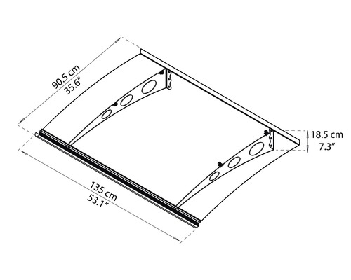 ARON Protega luifel 135x90,5 cm antraciet polycarbonaat transparant