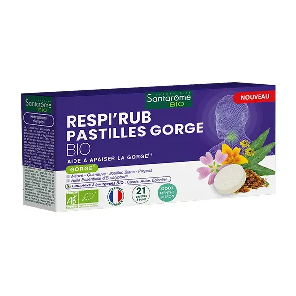 Pastilhas para Garganta Santarome Respi'Rub - Alivia a Garganta - 21 pastilhas