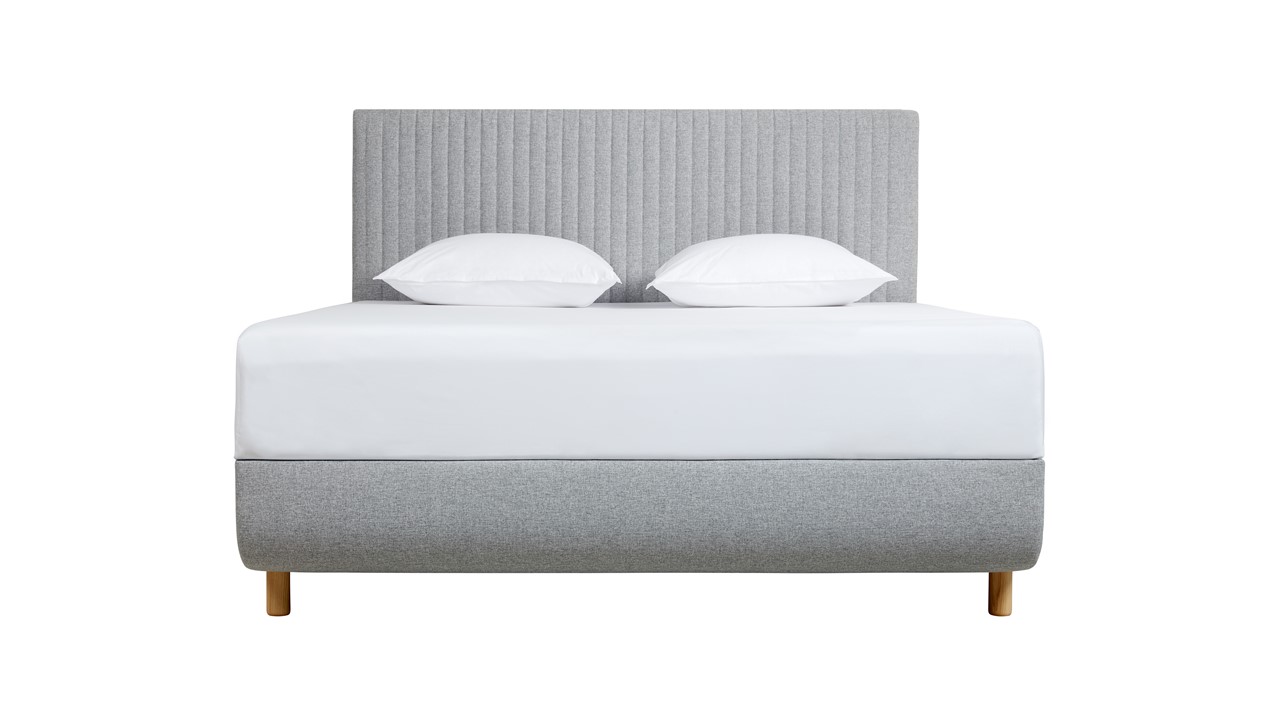 TEMPUR® Bed Arc met hoofdbord Vertical, schotelbodem en Pro matrassen stone