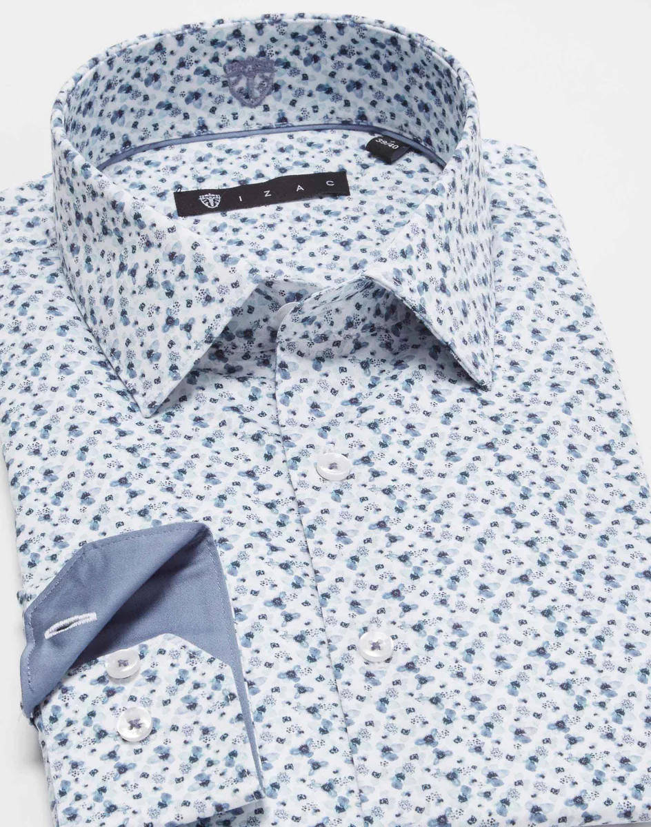 Chemise motif fleurs bleu