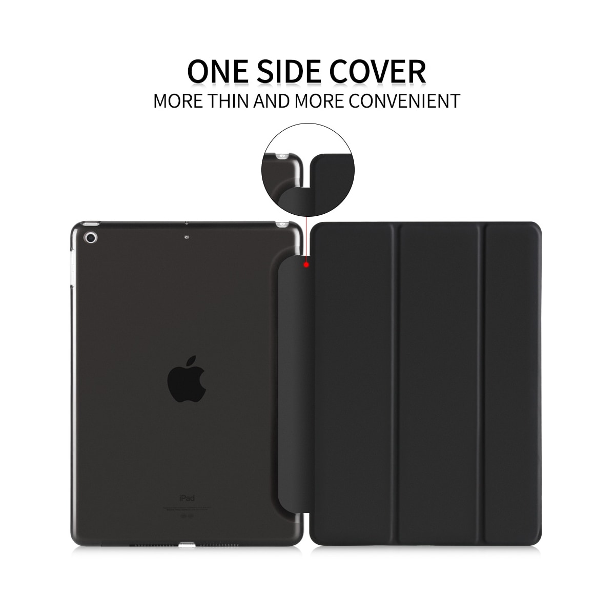 Deksel til iPad Air 1/iPad Air 2/New iPad 9.7 tommer, sort