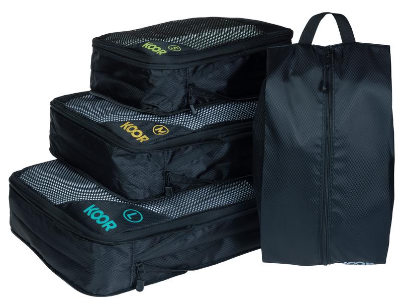 KOOR Kleiderbeutel Set Goora, 4-teilig Packhilfe-Set für Ordnung im Koffer