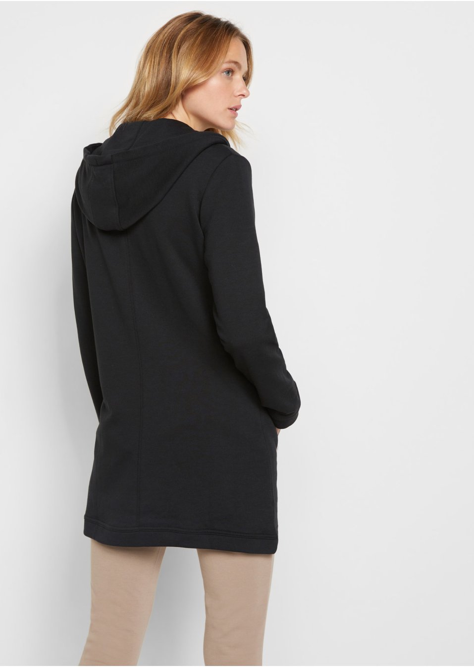 Gilet sweat long avec poches zippées