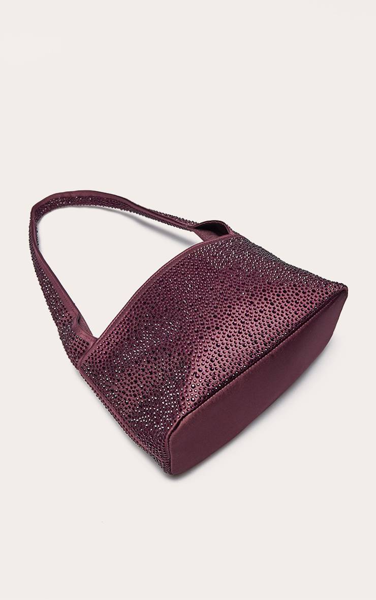 Prune Sac À Bandoulière En Satin Orné De Strass Thermocollants