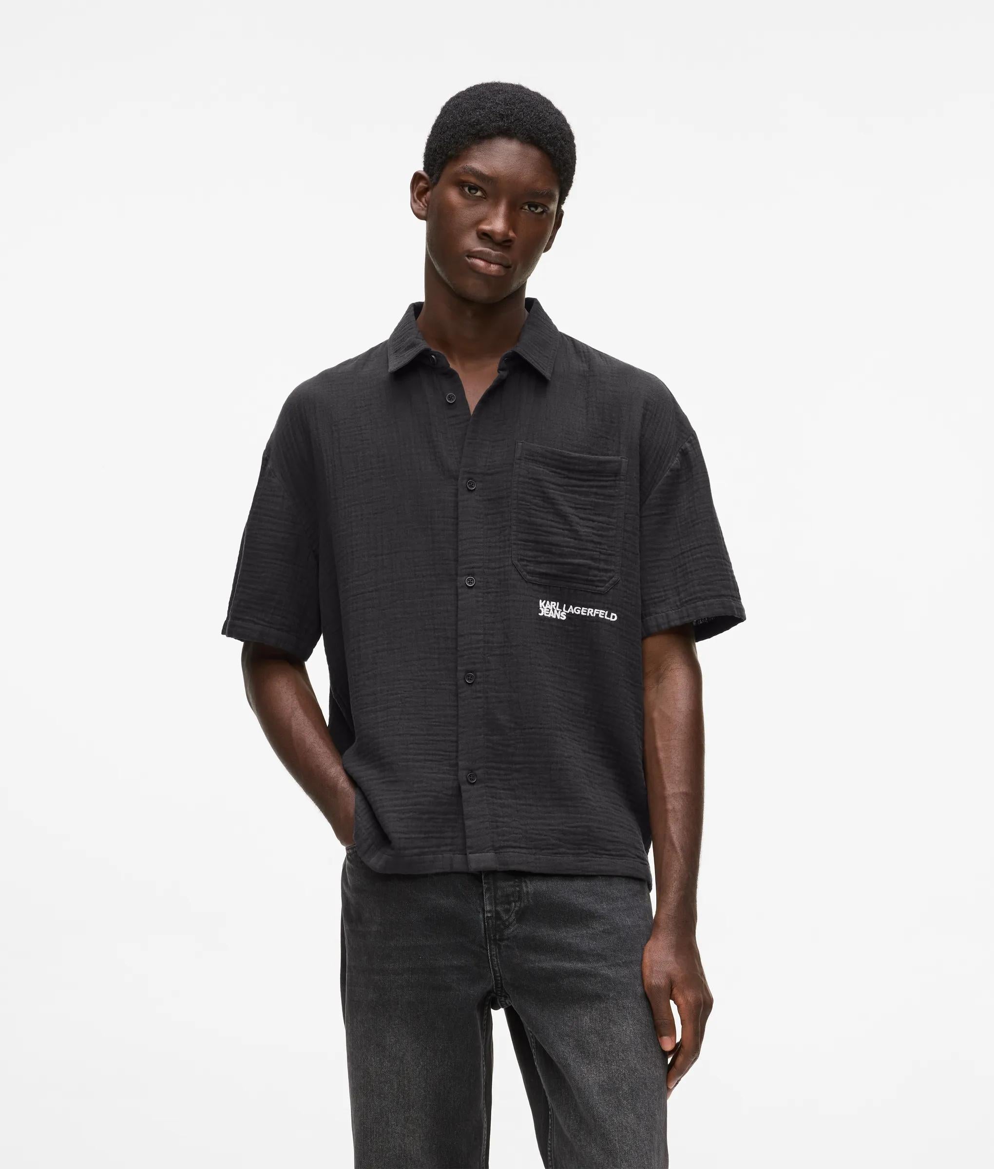 Gekreukt shirt met korte mouwen