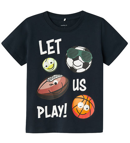 Name It T-Shirt - NmmJostein - Happy - Dark Sapphire m. Bälle