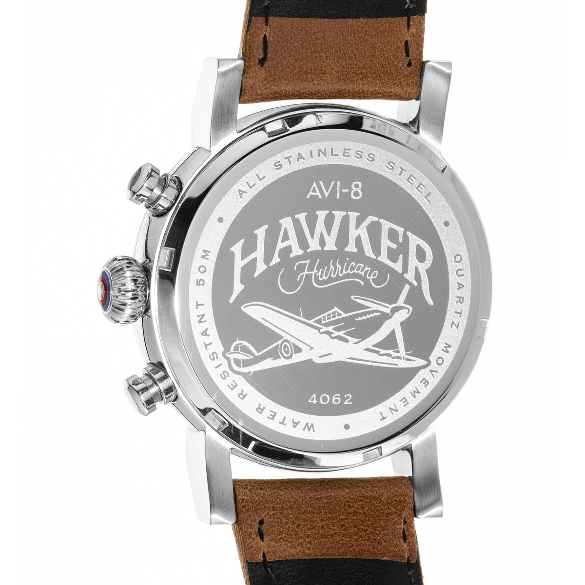Montre AVI-8 homme chronographe acier cuir marron