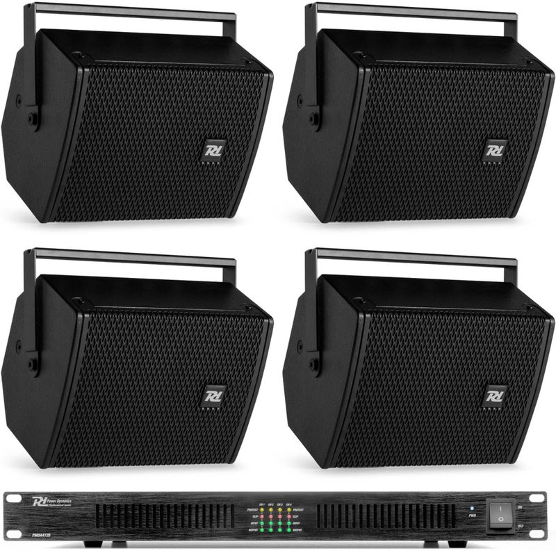 Power Dynamics - PDW5B - Geluidsinstallatie - Zwart - 4 Speakers en Versterker - 800W
