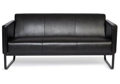 Lounge Sofa BALI BLACK Kunstleder mit Armlehnen hjh OFFICE