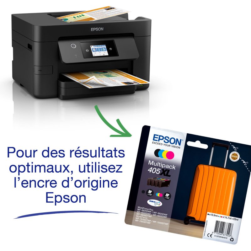 Epson WF-3820DWF Imprimante multifonction 4 en 1 jet d'encre couleur Wifi Workforce