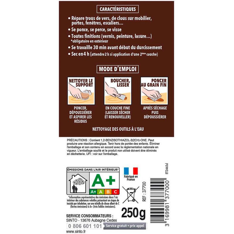 Pâte à bois à l'eau - chêne clair - 250 g