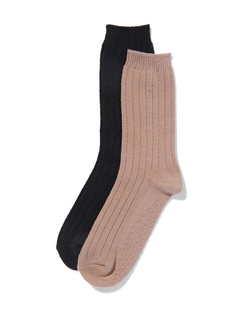 2 paires de chaussettes d’intérieur femme beige