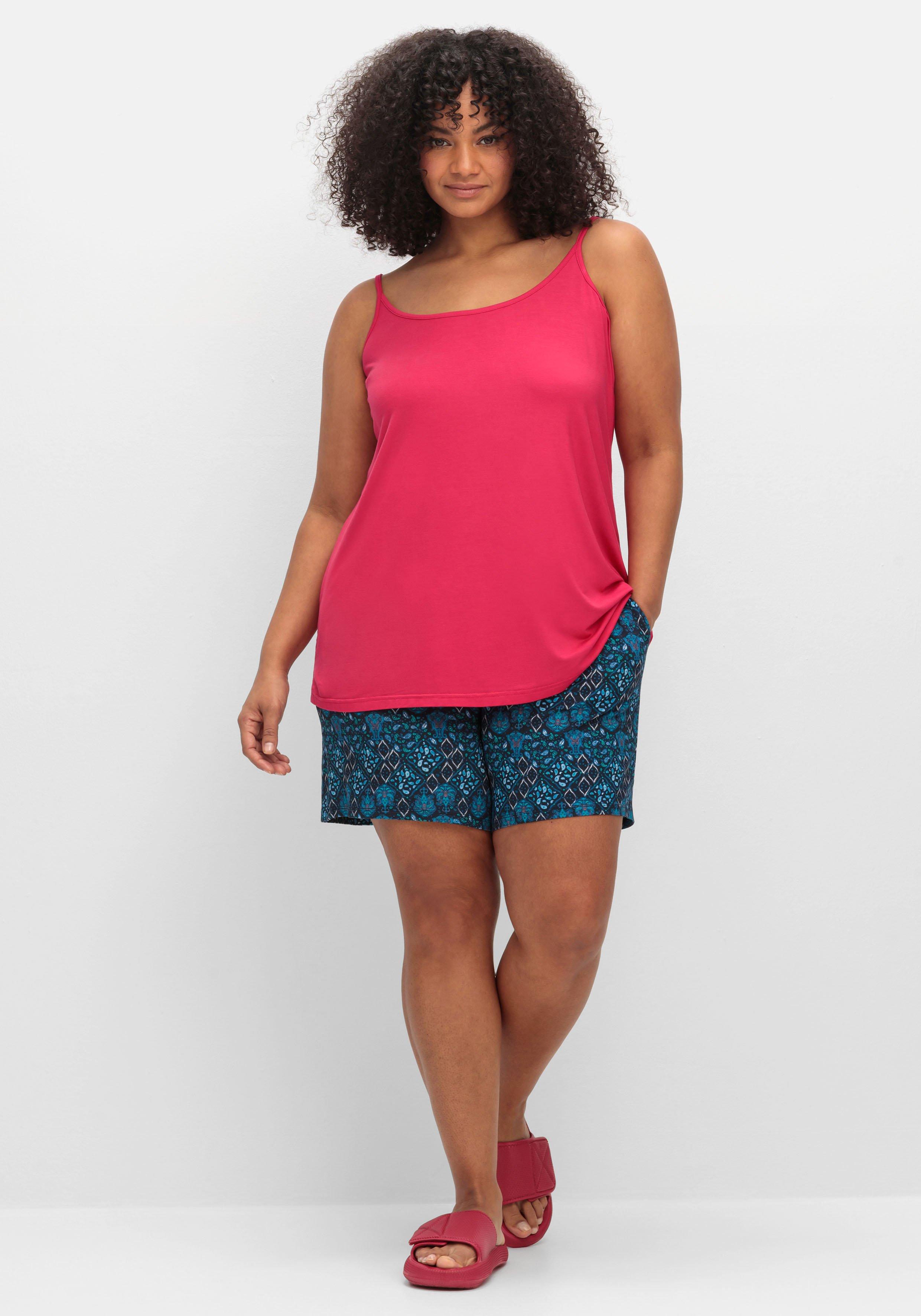Weite Jerseyshorts mit Smokbund und Alloverdruck