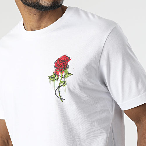 Tee Shirt Oversize Large Roses Barbed Blanc