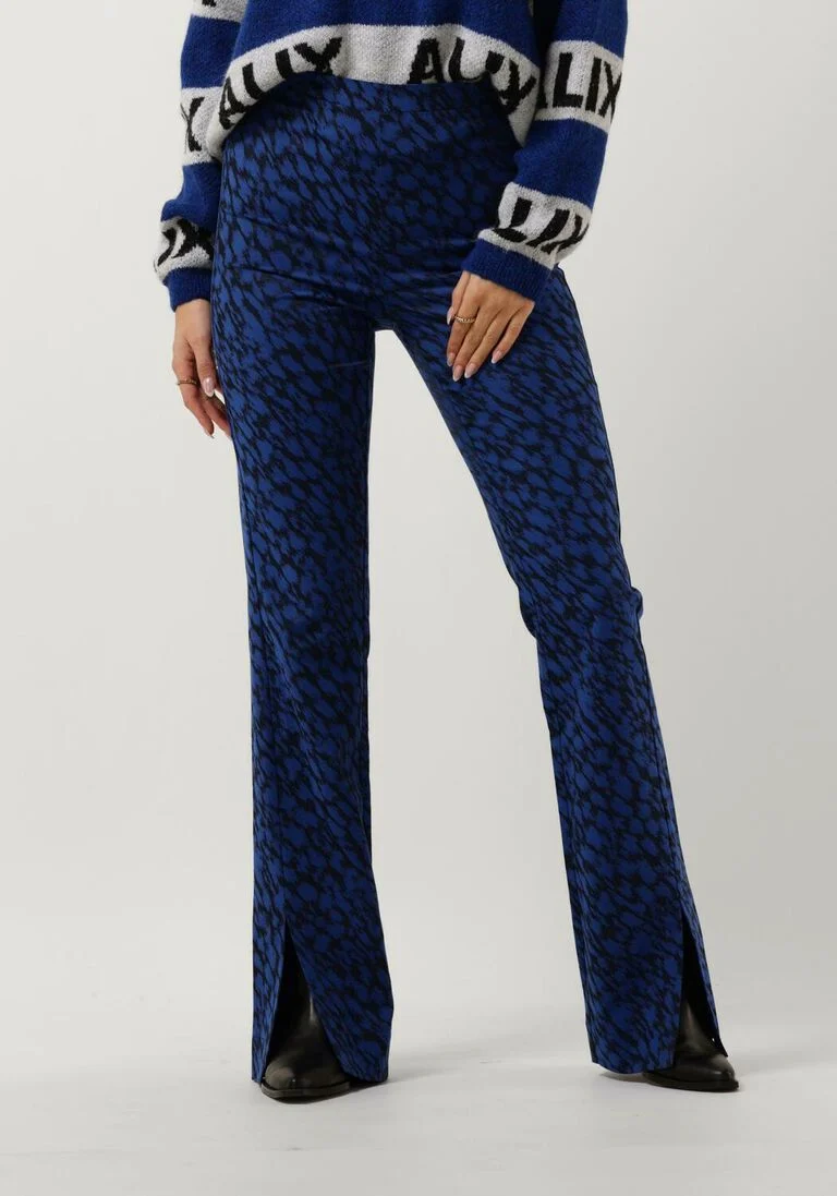 ALIX THE LABEL kobalt alix the label flared broek ladies woven sketchy animal flared pants