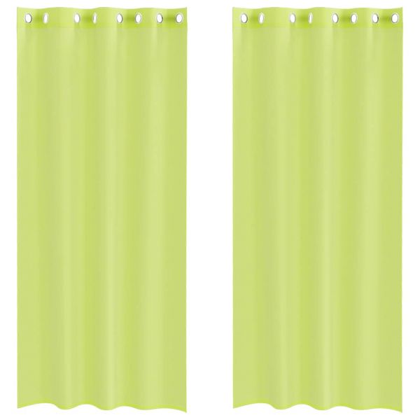 vidaXL Cortinas de Voile com Ilhós 2 Peças Verde-maçã 140x225 cm - 4203262960
