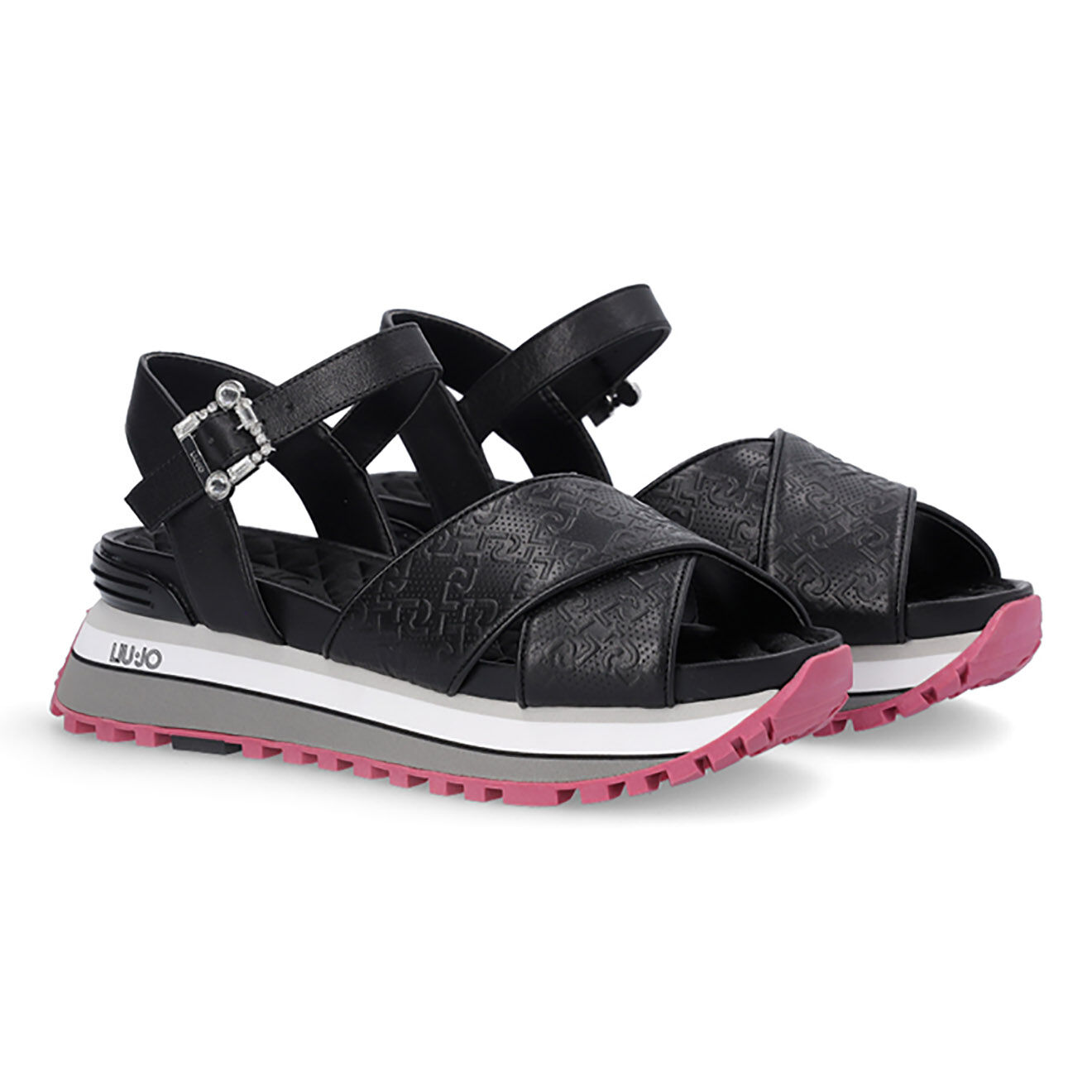 Liu-Jo Sandales en Cuir Mathilde noir/blanc/rose