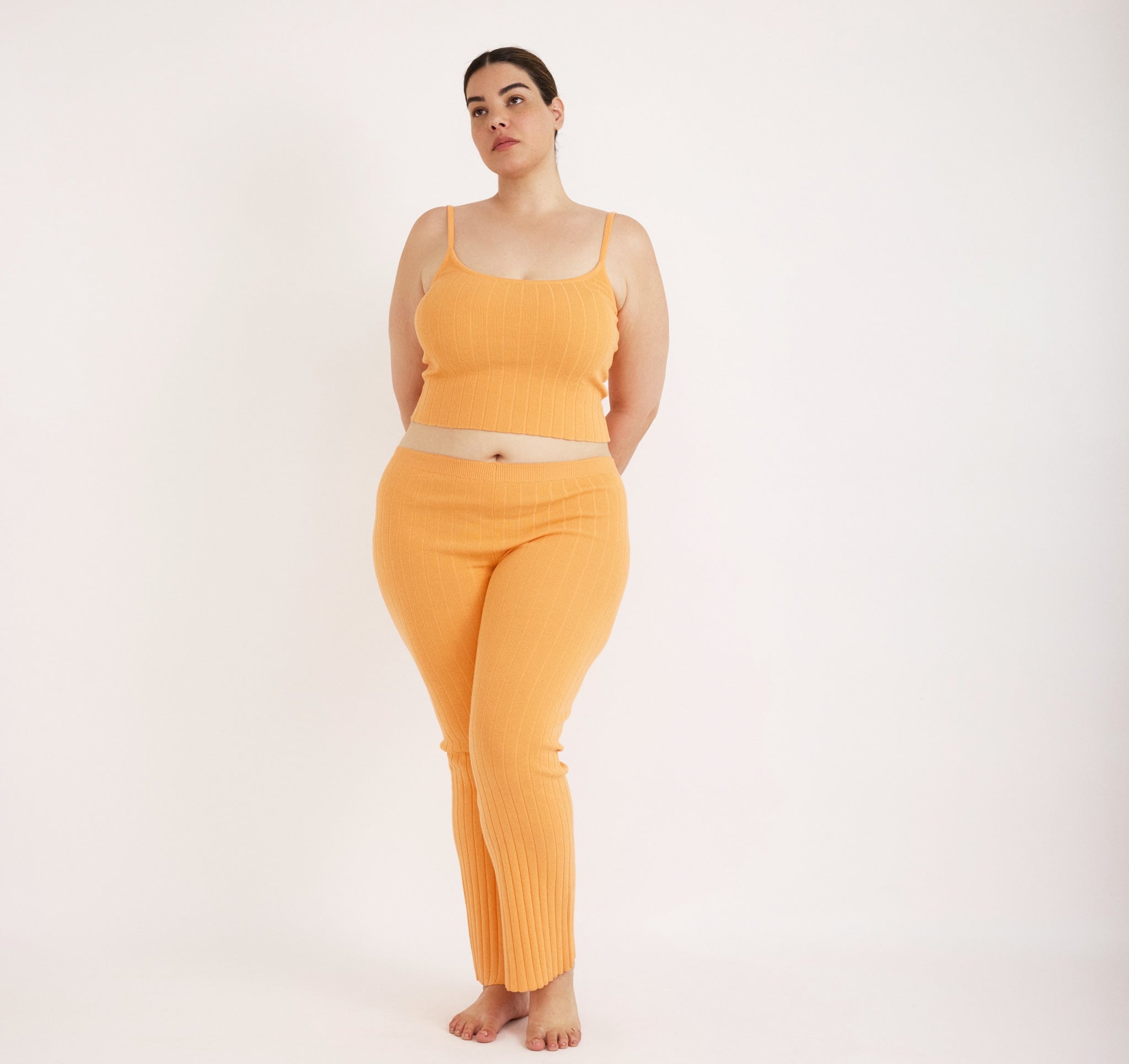 COTTON<br>Soft Knit Rib Flare Pants
