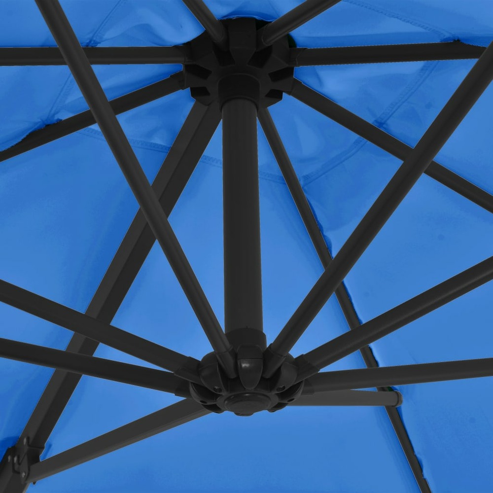 Parasol déporté avec mât en acier 250 x 250 cm bleu azuré