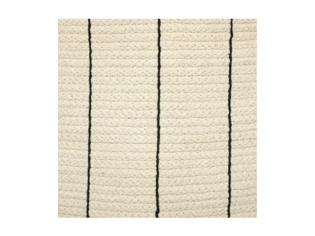 Lot de 2 Paniers de rangement en Coton Ivoire et rayé Noir