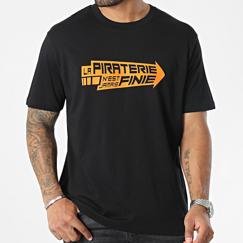 Tee Shirt Oversize Large Flèche Noir Orange
