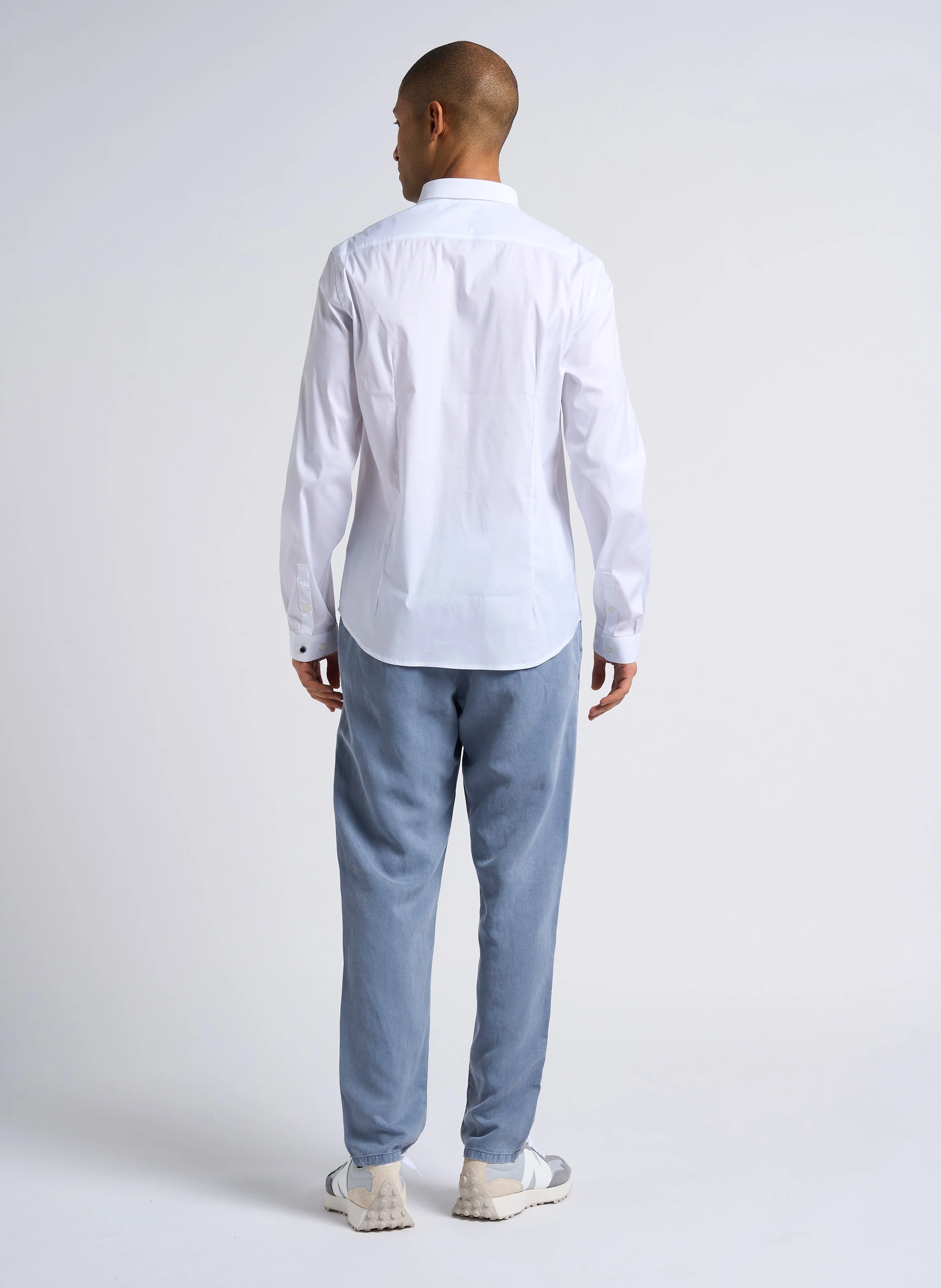 Chemise col classique slim-fit imprimé en coton mélangé | Blanc